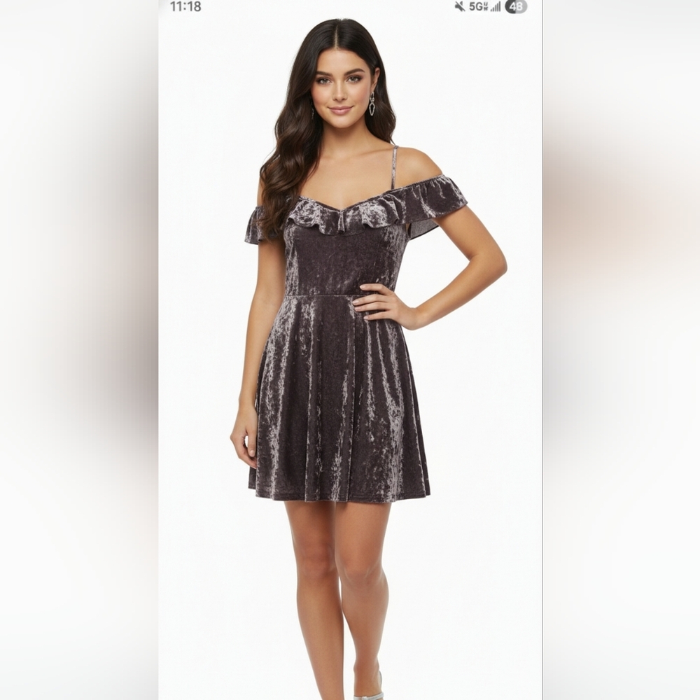 American Eagle Gray Crushed Velvet Mini Dress Y2K Coquette Fairy M